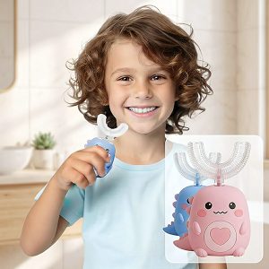 Periuță de dinți sonică 360° pentru copii - Dino LED, 5 moduri, Vârsta 2-8 ani | TOOFY